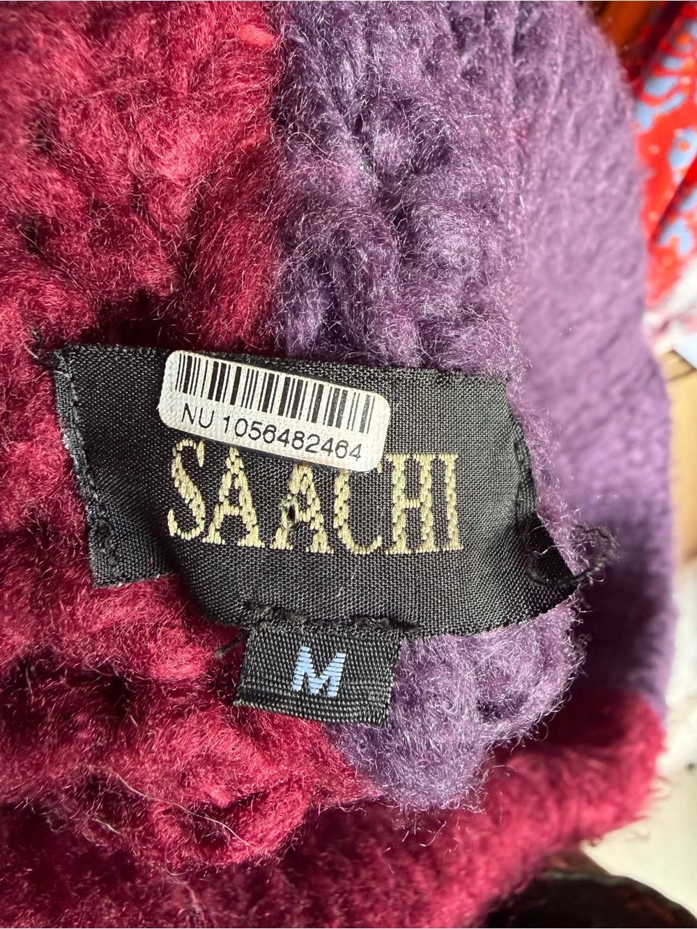 SACHI Colorblock Knit Wide Leg Pants M Artwear Boho Statement Red Purple
